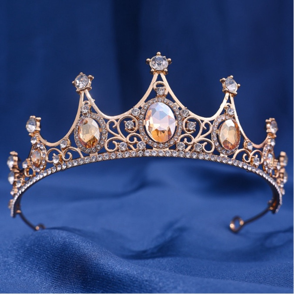 Gold Crystal Tiara Headband - Elegant Women's Accessory